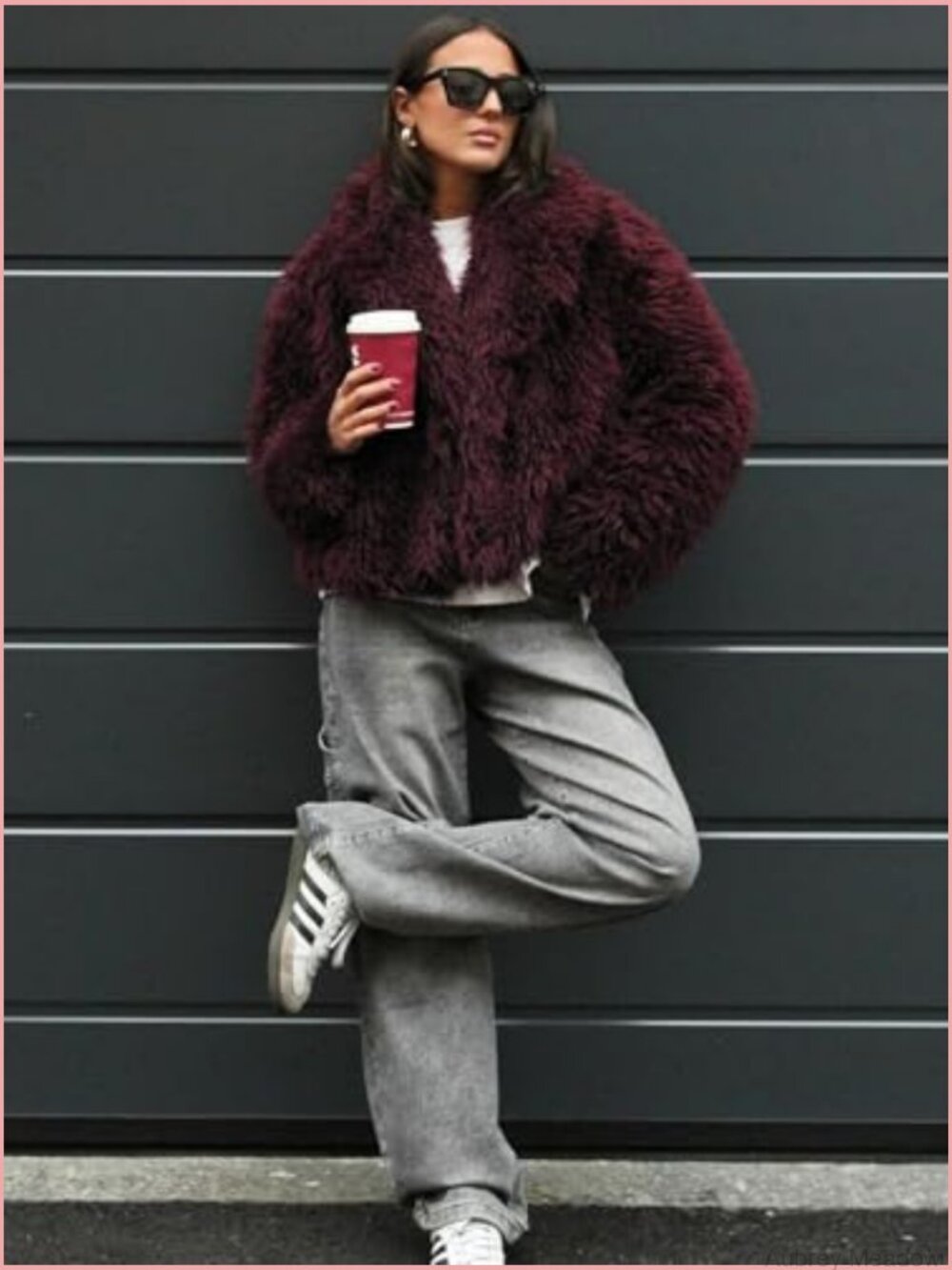 Cropped Faux Fur Coat Long Sleeve Lapel Collar Winter Warm Jacket - Picture 6 of 6
